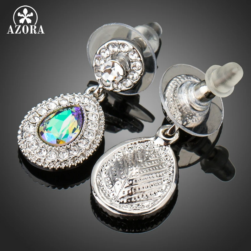 AZORA Brand Fashion Jewelry Gradual Change Color Austrian Crystals Drop Earrings for Women Wedding Party Accessories Gift TE0292