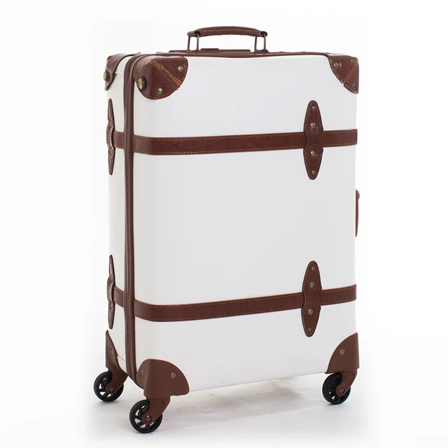 Letrend Fashion Vintage Suitcase Wheels Leather Rolling Luggage Spinner
