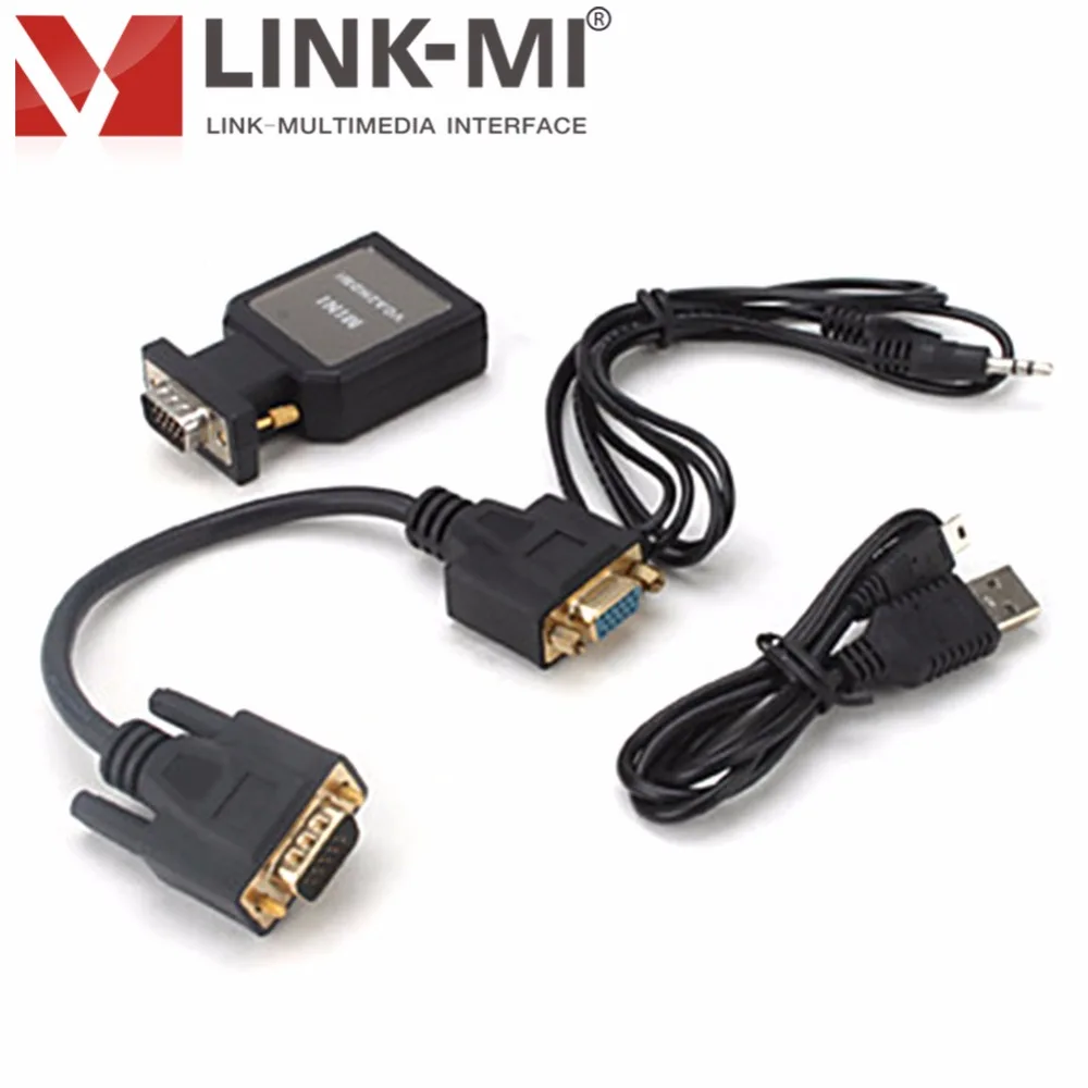 LINK MI LM VH05 Мини HD преобразователь из VGA в HDMI + 3 5 мм аудио видео адаптер к HDTV или DVI