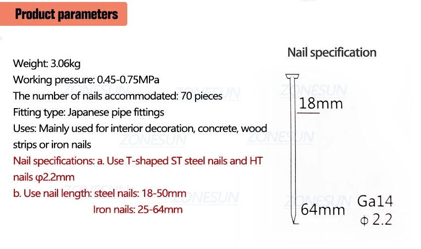 ZONESUN ST64 стальной железный гвоздь пневматический Микро Пиннер гвоздильщик воздуха Брэда штифт пистолет мебель деревянный диван деревообрабатывающий воздушный степлер