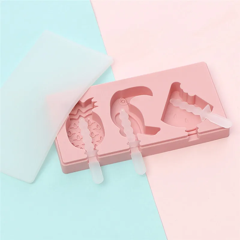 Covered Cartoon 3 Piece Ice Cream Ice Cube Mold Kitchen 2 Colors Multi-type Silicone Homemade Manual Diy Ice Cream Mold Home