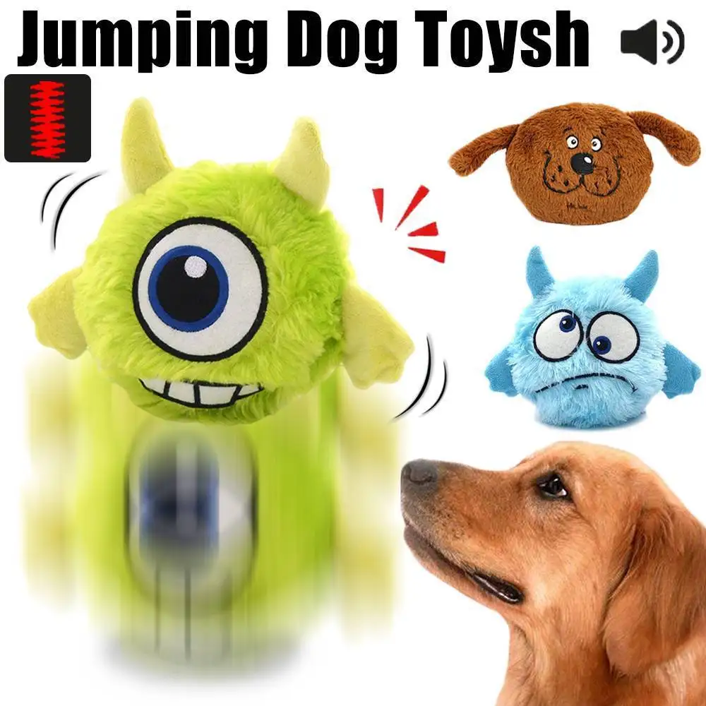 Dog Toys Squeaking Cat Dog Toys Plush Jumping Automatic Giggle Ball Interactive Shake Squeak Toy Eco-friendly Non-toxic Material