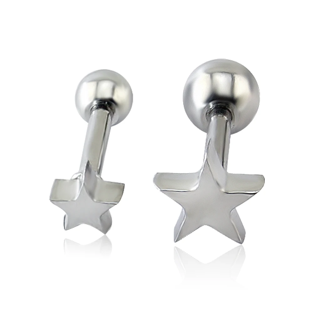

1 Pair Casual Style Small Ear Stud Earrings For Womens Star Shape Design Stud Earrings 316L Surgical Steel Body Piercing Jewelry