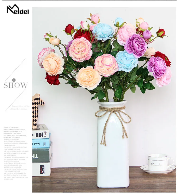 artificial flowers silk peonies bouquet fake flower wediing home decoration (9)