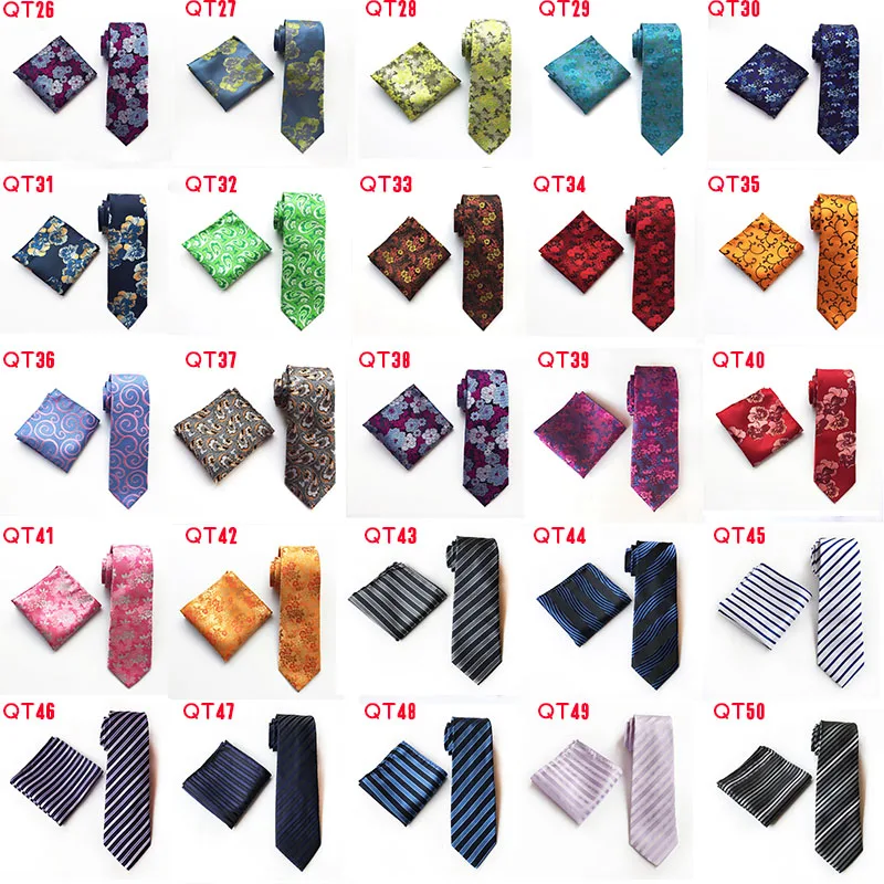 Wholesale DHL/TNT Free Shipping 20pcs/lot 125 Styles Tie Set 8 cm Mans Tie pocket square Set Silk Business Necktie Cravat
