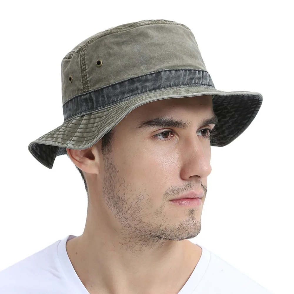 VOBOOM Men's Bob Summer Panama Bucket Hats Outdoor Fishing Wide Brim Hat UV Protection Cap Men Sombrero Gorro Sun for Male 139