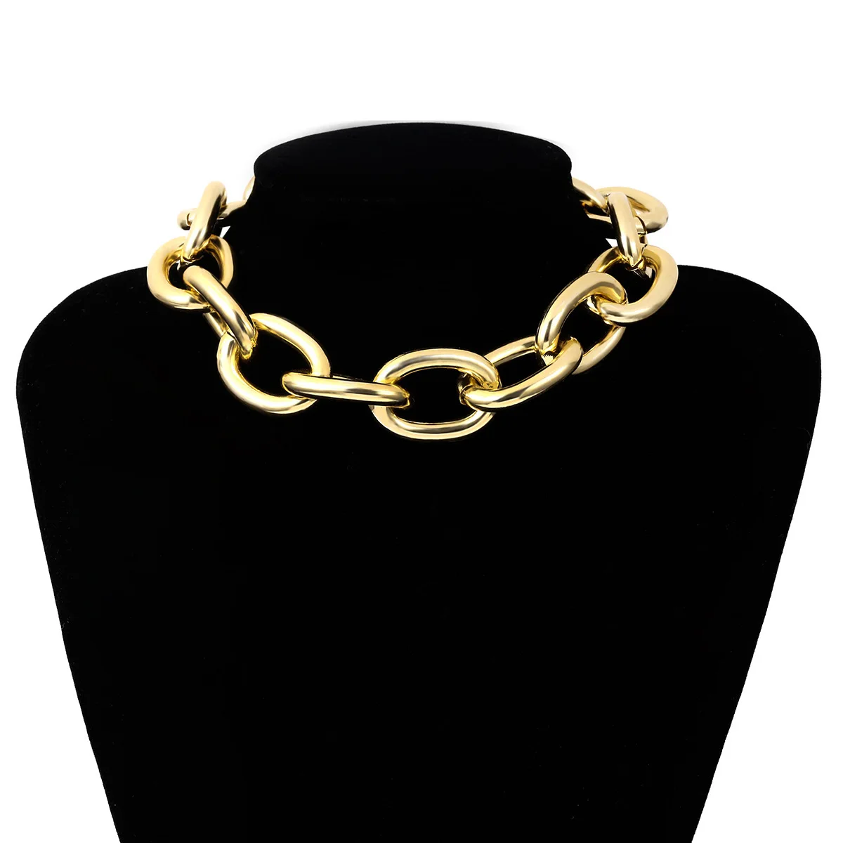 Панк металлическая подвеска Женская цепочка геометрическое ожерелье Рок чокер - Metal Color: Necklace gold
