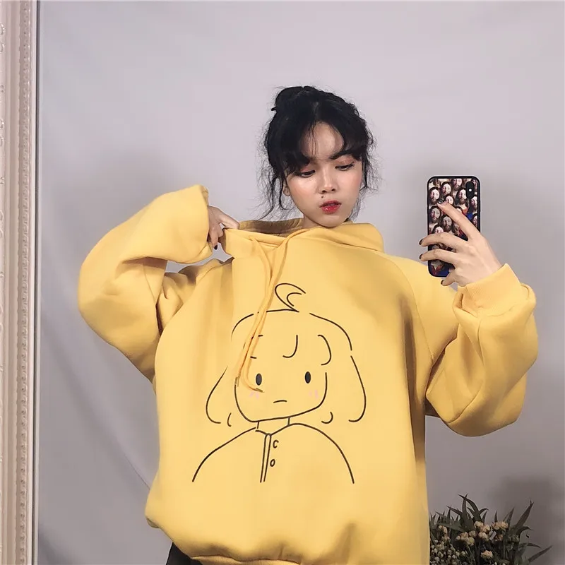 

Women's Hoody Harajuku Ulzzang Printed Loose Hooded Svitshot Pullover Girl Vintage Kawaii Chic Jumper For Women