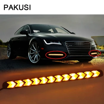

PAKUSI NEW Car LED DRL fog lamp Turn Signals with Yellow Steering for Volvo XC60 Honda Jazz Suzuki Swift SX4 Nissan Toyota Opel
