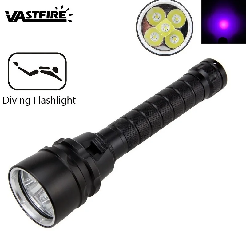 VASTFIRE Underwater 100m UV Diving Flashlight Torch 365nm 395nm Scuba