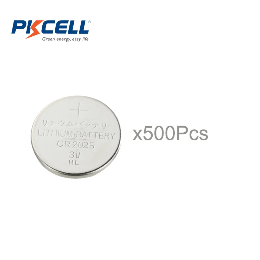 500 x PKCELL 3 V литиевая Батарея CR2025 CR 2025 BR2025 DL2025 батарейки таблеточного типа