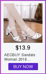 AECBUY Sandals Female Middle Heel 19 Summer New Thick Heel Water Drill One Word Buckle Fish Mouth High Heel Woman Shoes 7LXPb1