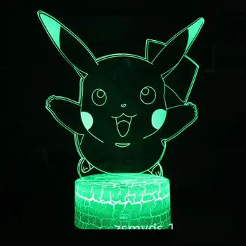 

7 color change Pokemon 3d Lamp White base Lovely Led Visual Valentine's Day Gift Led Night Light Usb Led Kids Lamp