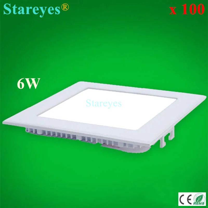 US $311.93 Free shipping 100 pcs Square LED panel light 6W 500LM AC85265V 2835 SMD led ceiling light bulb spotlight lamp lighting