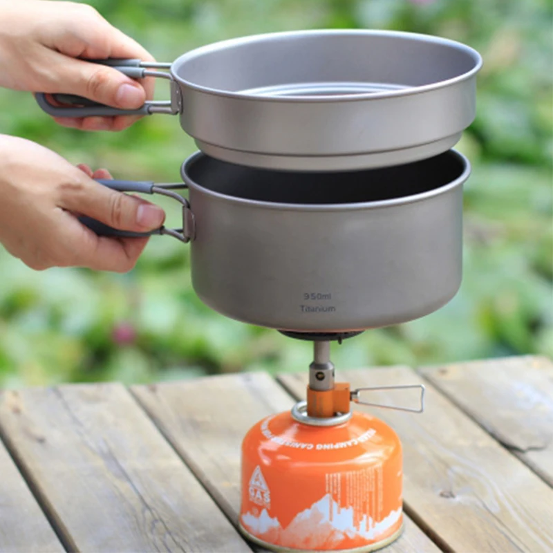 Keith camping Utensilios de cocina titanio Utensilios de cocina pan medio y sartén para camping traving Caza senderismo Camp Cook set kp6016