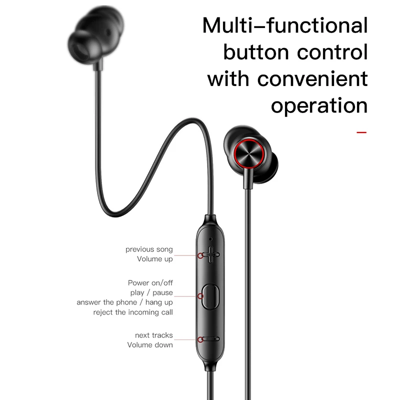 Наушники Baseus S12 с шейным ремешком Bluetooth наушники для телефона 5 0 беспроводные
