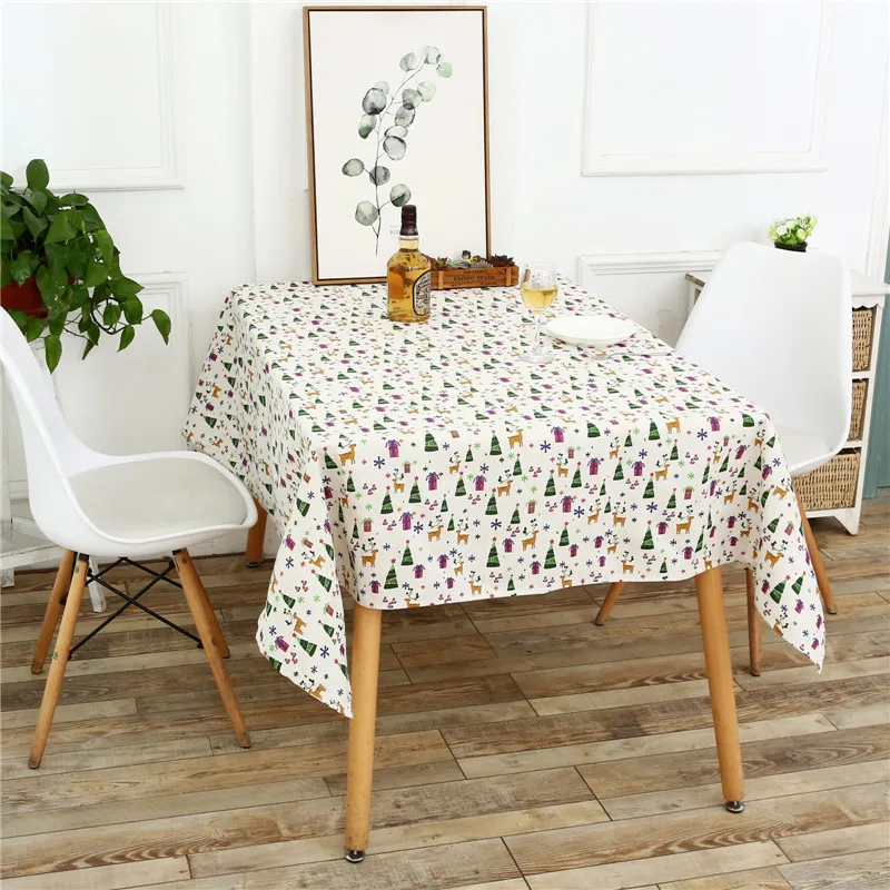 Rectangle Tablecloth Christmas decorate tree deer gift Printed Table Covers Dust Proof Thick Tablo Cloth Home Kitchen Decoration