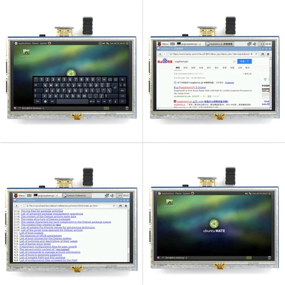 5 дюймовый сенсорный ЖК дисплей мини ПК для Raspberry Pi 1/2/3 Модель B + USB емкостный