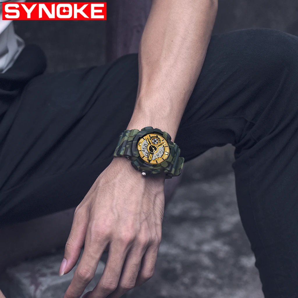 SYNOKE мужские спортивные военные цифровые часы красочные светящиеся