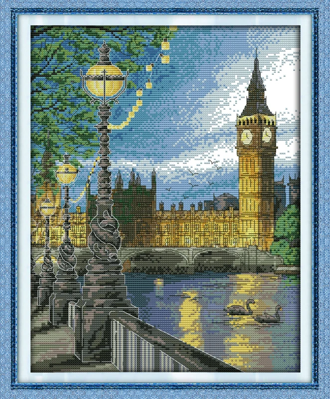 London bell tower cross stitch kit 14ct 11ct count printed canvas