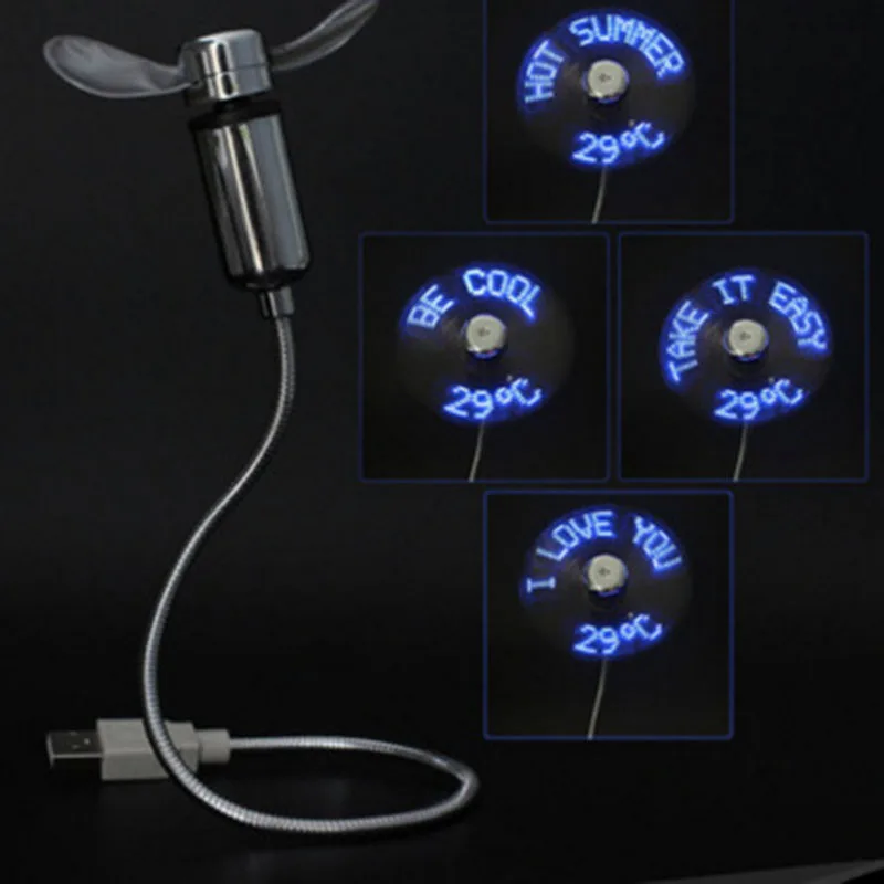 

USB fans Temperature Display Creative Gift With LED Light Cool Gadget