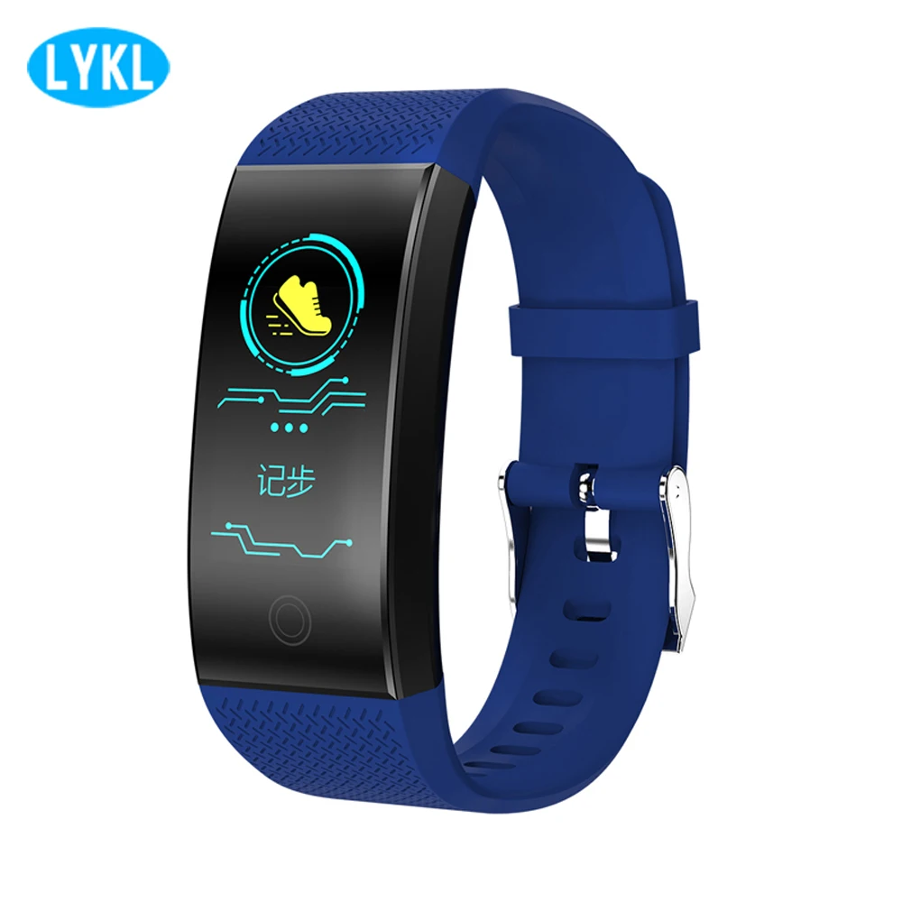 LYKL QW18 умный Браслет монитор сердечного ритма IP68 водонепроницаемый цветной экран фитнес-трекер часы для спорта на открытом воздухе браслет - Цвет: Blue