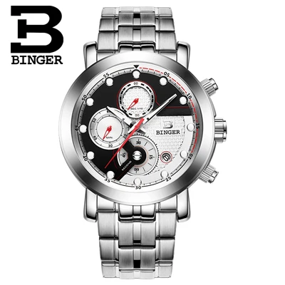Relogio Masculino Бингер мужские часы Топ бренд класса люкс Хронограф Кварцевые часы мужские светящиеся мужские часы reloj hombre B-9017M6 - Цвет: Item 4