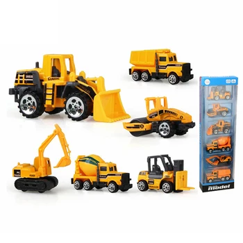 

6pcs/set Diecast Mini Alloy Construction Vehicle Engineering Car Excavator Dump Truck Model Classic Toys for baby Boys Gift