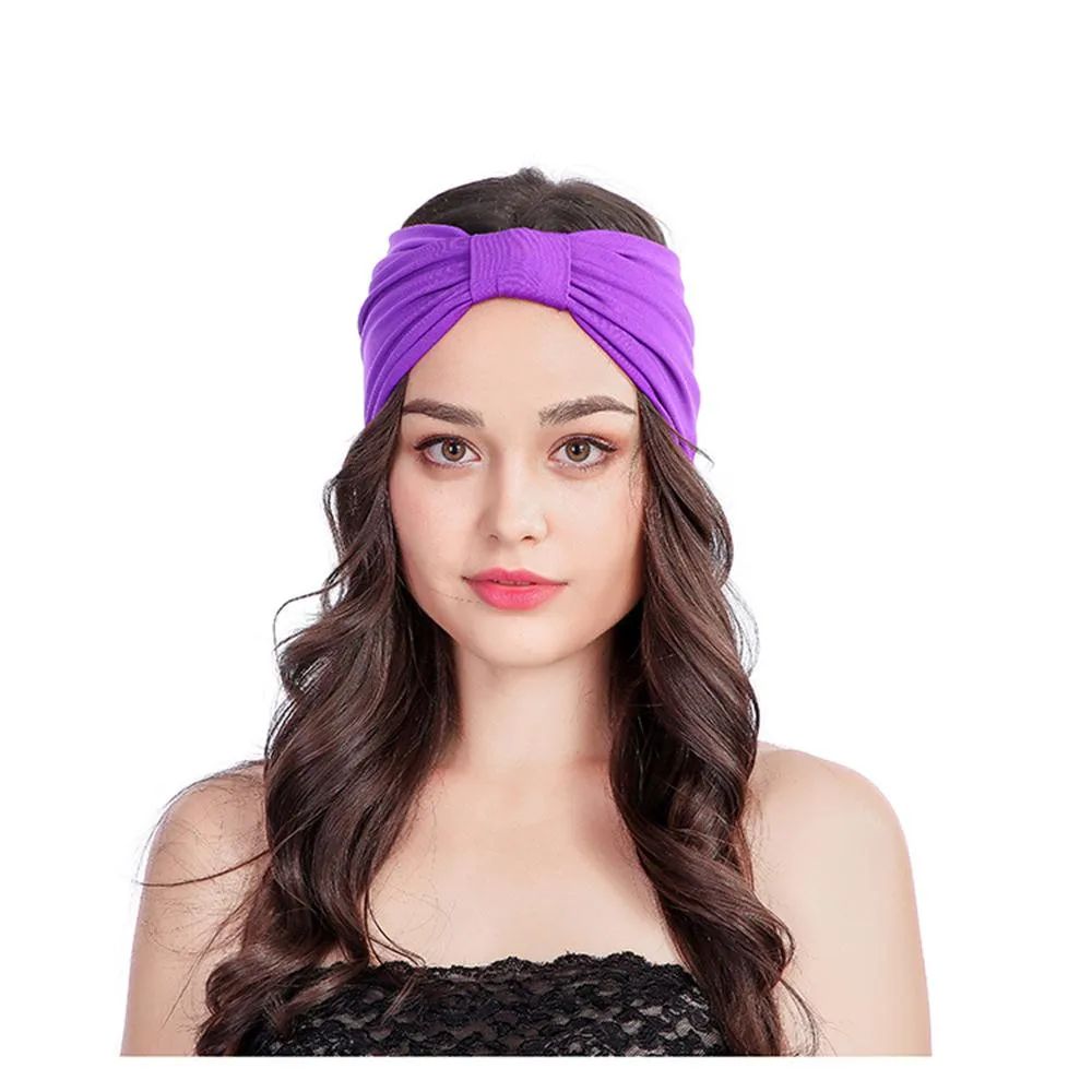 

Women's Solid Turban Headbands Twist Bow Elastic Wide Stretch Hairbands Headband Yoga Headwrap Spa Hair Accessories for Ladies