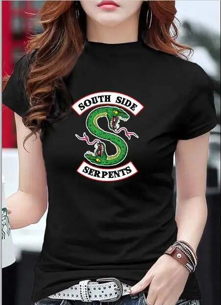 Модная женская Однотонная футболка Southside Serpents Женская хлопковая эластичная с