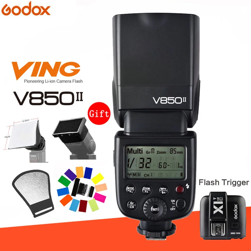 

Godox V850II 1/8000s HSS 2.4G GN60 Built-in Wireless X System Lithium Battery Speedlite Flash with trigger for Nikon Canon