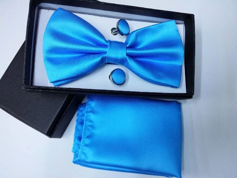 20 цветов Мужчины Твердые Королевский синий цвет TED бабочкой платок запонки 3 комплекта коробка