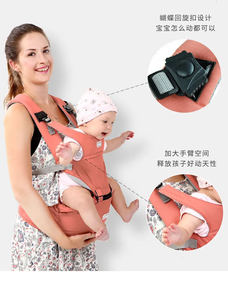 1-36 месяцев Кенгуру Hipseat дышащая Портативный кенгуру младенцев Многофункциональный рюкзак для несущих Обёрточная бумага младенцы слинг