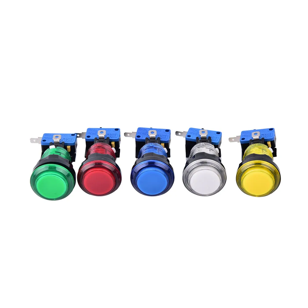 1PCS LED Light illuminated Round Arcade Game Push Button Switch 5 Colors 32mm