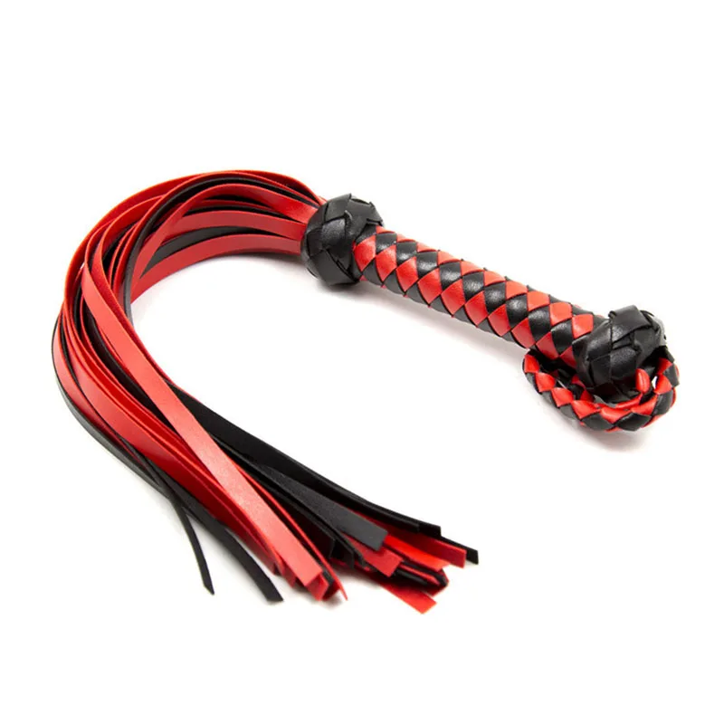 Black And Red Pleasure Flogger Leather Whip For Game Play Erotic Sexy Game Toys For Couplewhip