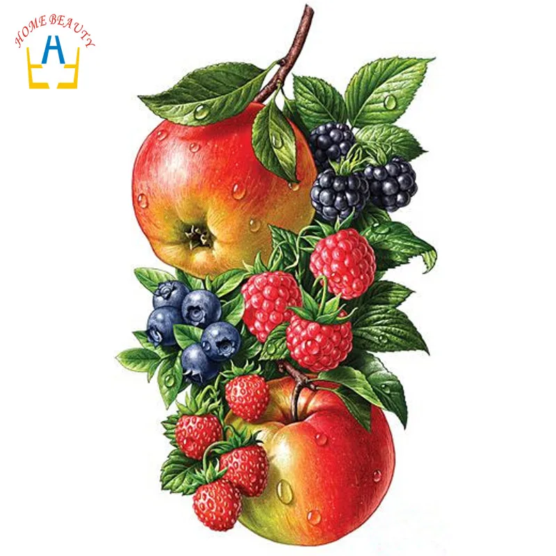 

HOME BEAUTY Diamond Painting Mosaic Cross Stitch Kits Fruit Picture with Rhinestones Full Gear Needle Arts on The Wall SK558