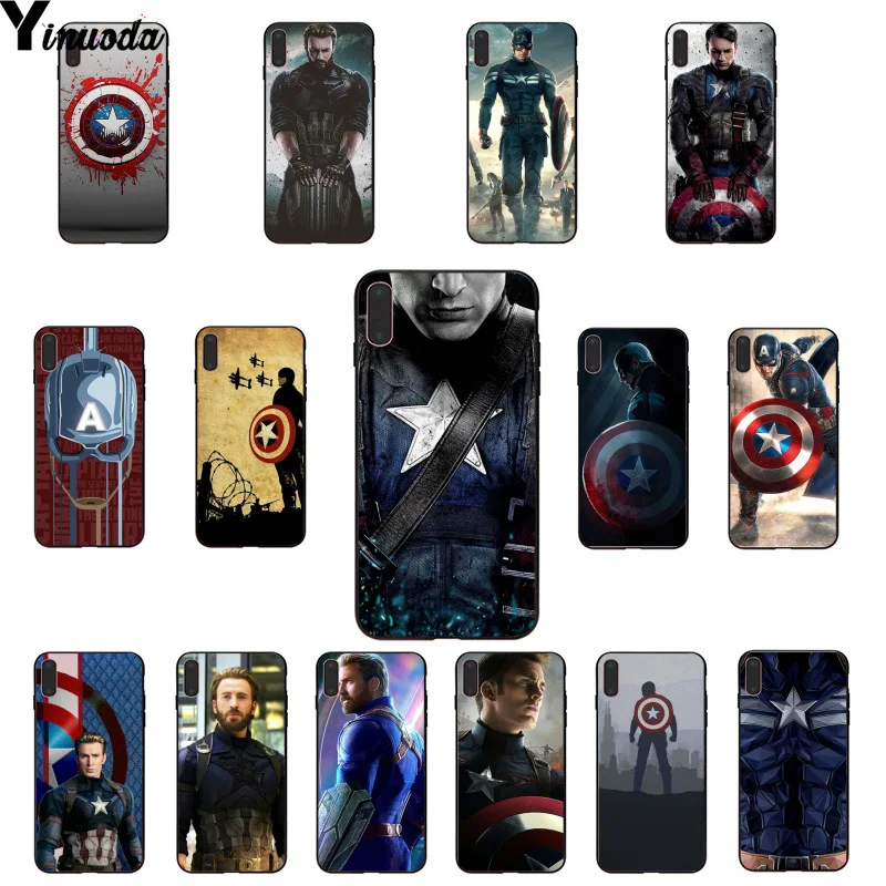 Высококачественный чехол для телефона Yinuoda Marvel Heroes Captain America Apple iPhone 8 7 6 6S Plus X XS MAX 5