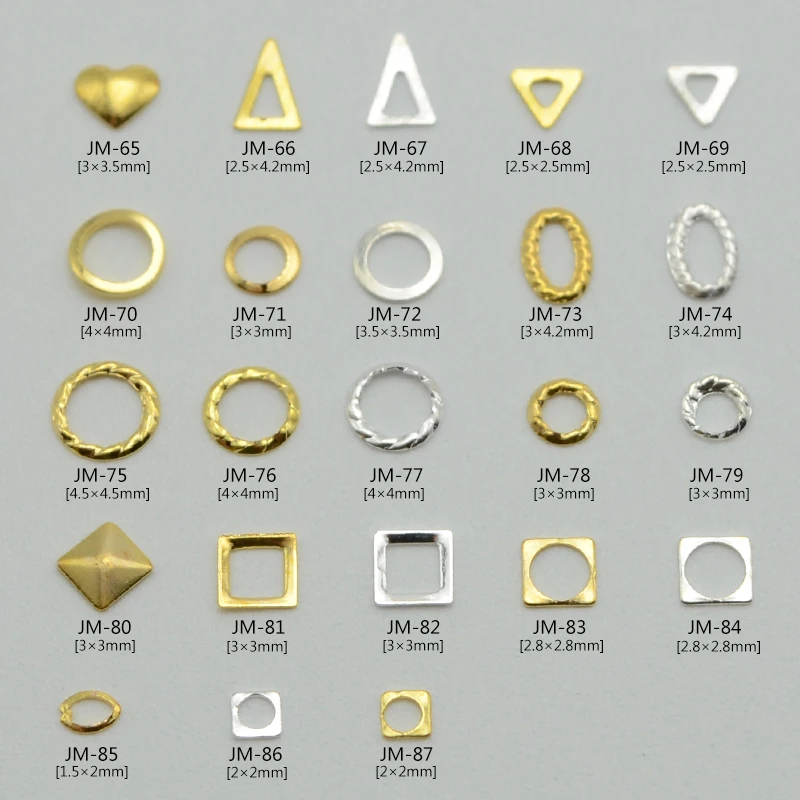 Партия 800 шт золотые серебряные 3D заклепки для дизайна ногтей украшения кольцо металлические шпильки 23 дизайна JM65-87