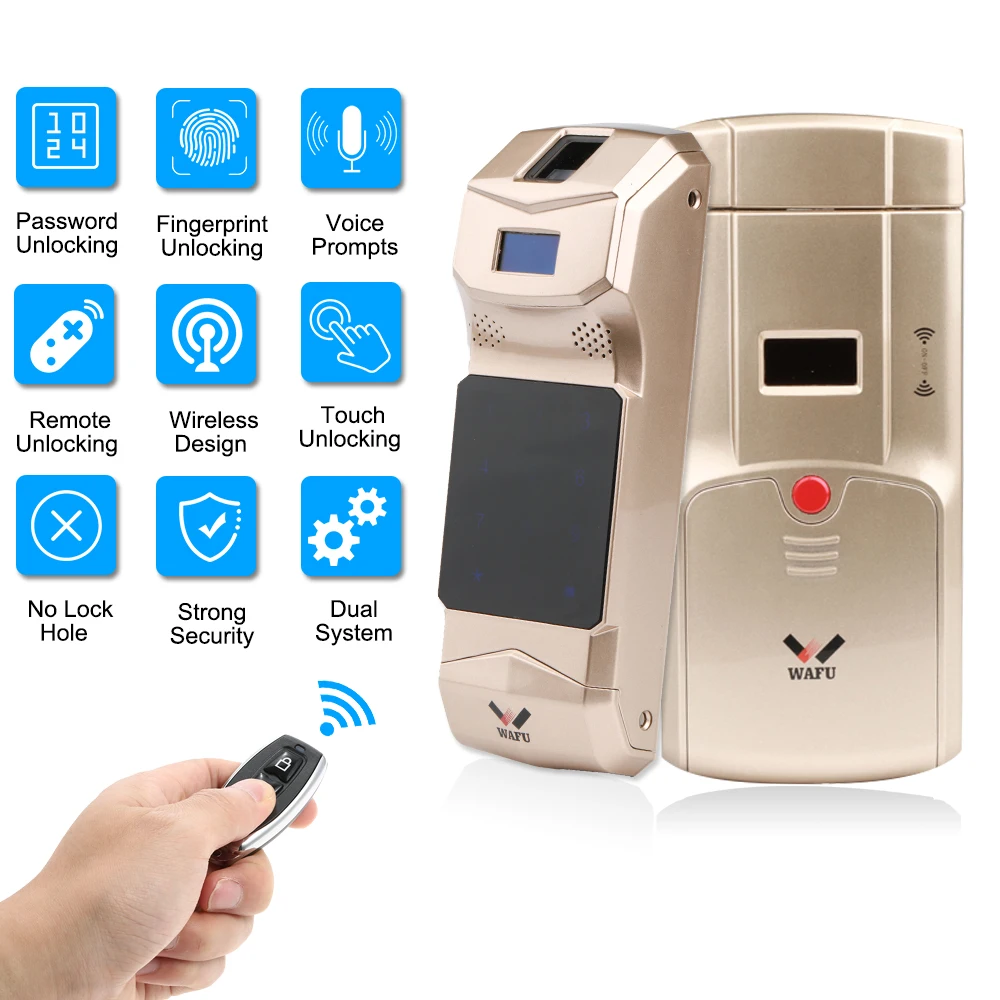 

Wireless Smart Lock Invisible Fingerprint Remote Keyless Entry Door Lock Security Anti-theft Locks with Fingerprint Keypad Lock