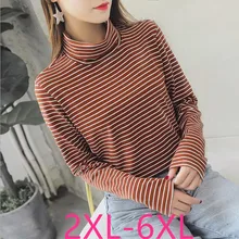 Размера плюс, Осень-зима, Женский Топ в полоску с длинным рукавом, нижнее белье белого цвета и цвета хаки, женские топы большого размера, футболка, 3XL, 4XL, 5XL, 6XL