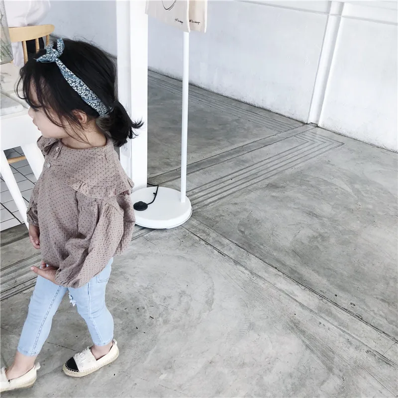 

Wave Point Baby Long -sleeved Shirts 2019 Spring New Doll Lapel Toddler Girls Blouses Kids Clothes Girls Cotton Outfit Children