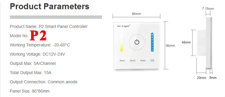 Milight Smart Светодиодный Панель контроллер P1 P2 P3 Цвет Температура диммер RGB CCT настенный сенсорный выключатель Панель контроллер