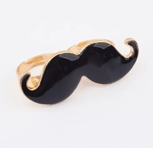 

Idealway 2 Colors Black Red Double Midi Rings for Women Girl Enamel Mustache Finger Ring Lovely Jewelry Birthday Gift Anillos