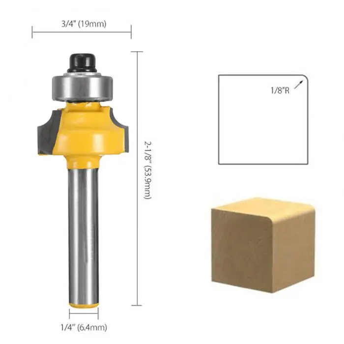 4 шт. 1/4 "хвостовик фрезерные деревообрабатывающие станки инструменты Круглый маршрутизатор Набор бит радиус Деревообрабатывающие