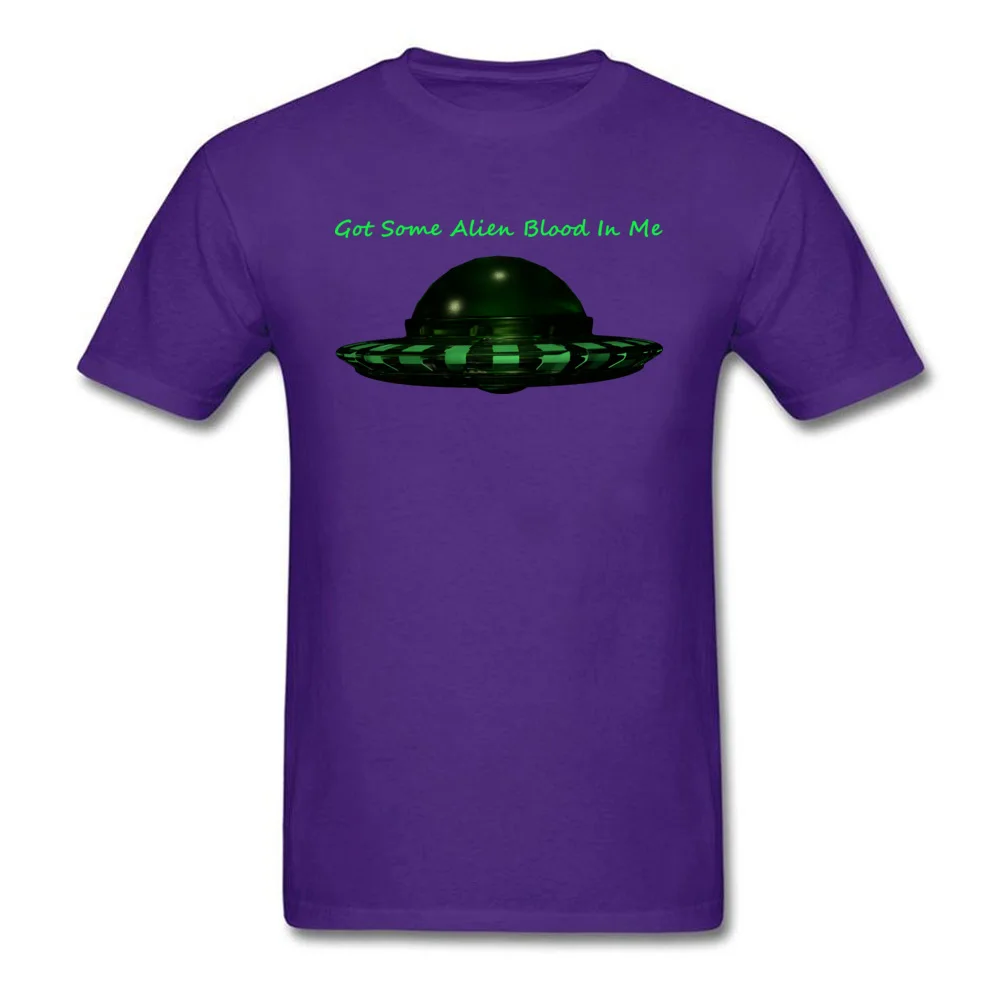 New Design Men T-Shirt Casual Custom Tops & Tees 100% Cotton Short Sleeve Normal T-shirts Crew Neck Wholesale Got Some Alien Blood In Me purple