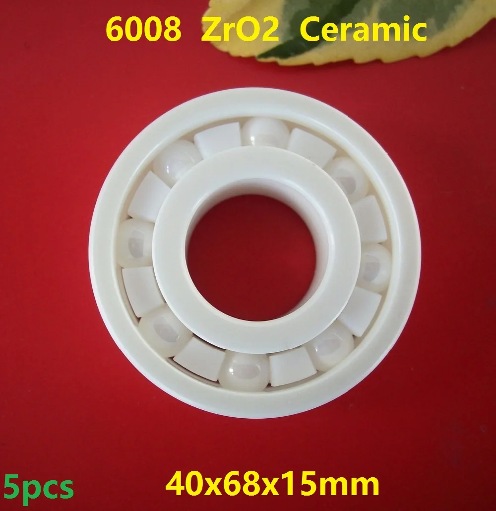

5pcs/lot 6008 ZrO2 full Ceramic bearing 40x68x15mm Zirconia Ceramic deep groove ball bearings Ceramic bearing