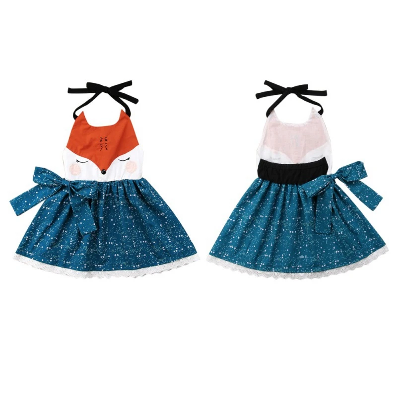 

Baby Girls Dress Summer Lovely Animal Print Dress Cotton Kids Toddler Sleeveless Backless Pageant Sundress for Girl