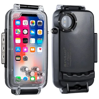 PULUZ для iPhone X/XS подводный корпус 40 м/130 футов Дайвинг телефон защитный чехол для серфинга плавания подводного плавания фото видео - Цвет: Black