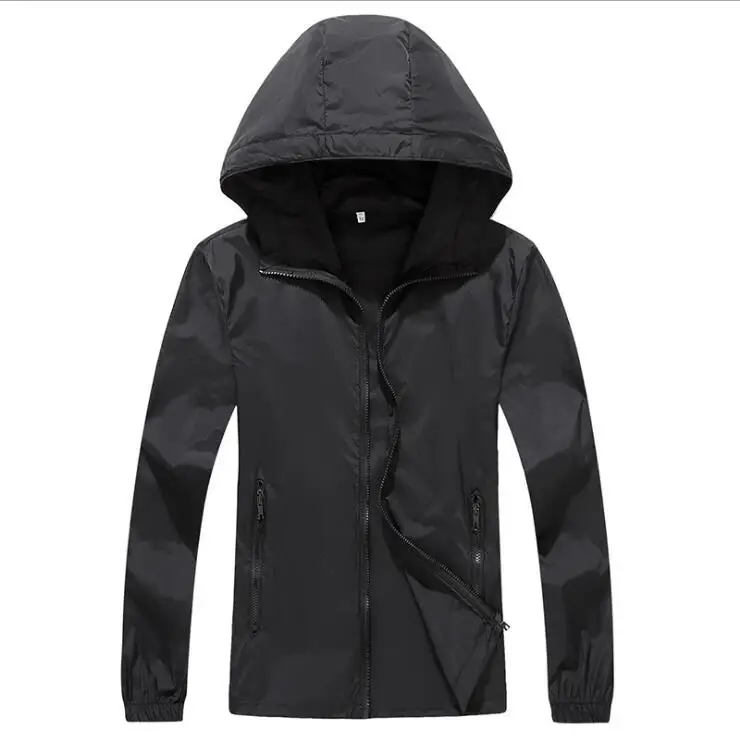incredible  S-7XL Jackets Summer Autumn Fashion Hooded Solid Normcore Jacket Zipper Casual Coats Plus Size Outw