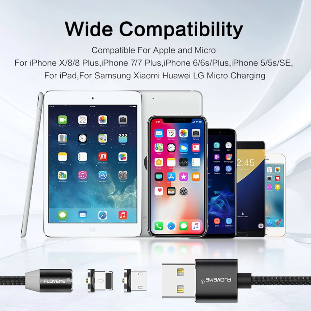 FLOVEME 1M Magnetische USB Kabel Für iPhone X Micro USB Kabel Magnetische Ladegerät Für Samsung Xia